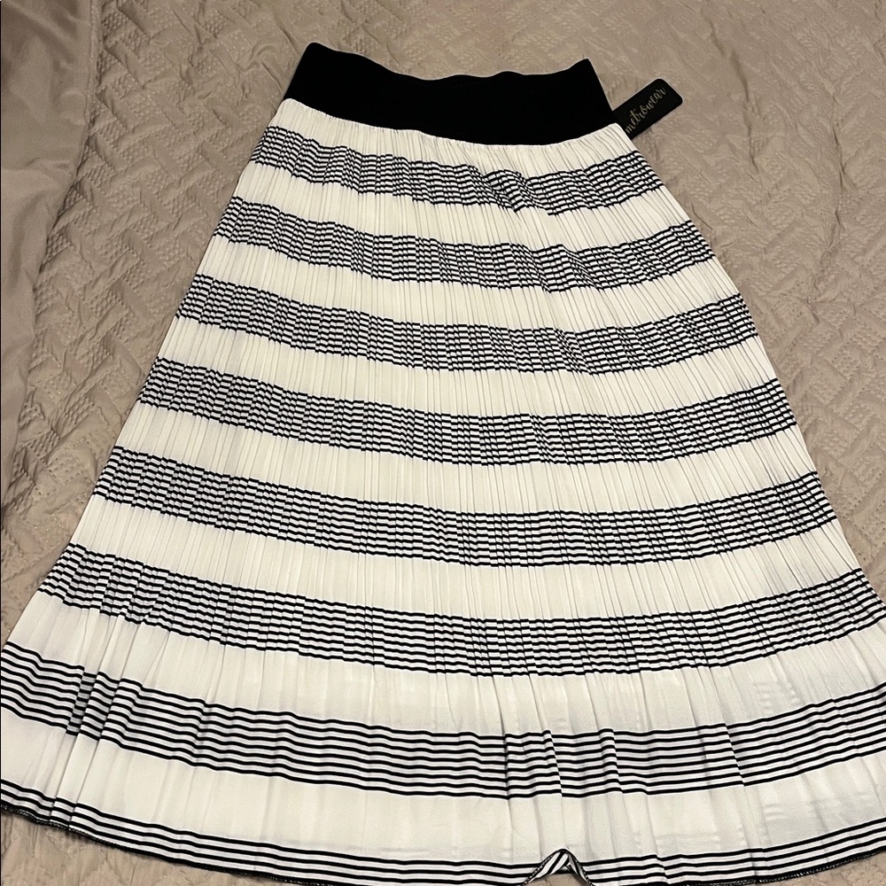 Metro Wear Black and White Skirt. Pleats. Pull on elastic waist band. Size Small